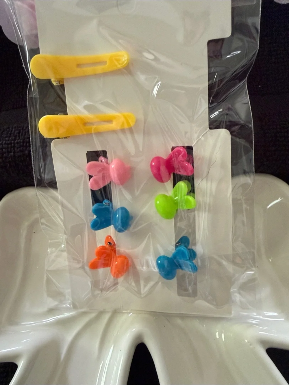 Kids Cute Fish & Bow Hair Clips Set - Yellow, Pink, Blue, Green, Orange